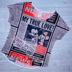 Disneyland Shirt Mickey Minnie Mouse Newspaper Disney Donald Daisy Map t shirt x